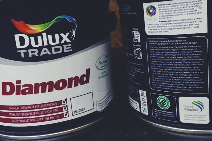 Экологичная краска для стен и потолка Dulux Diamond