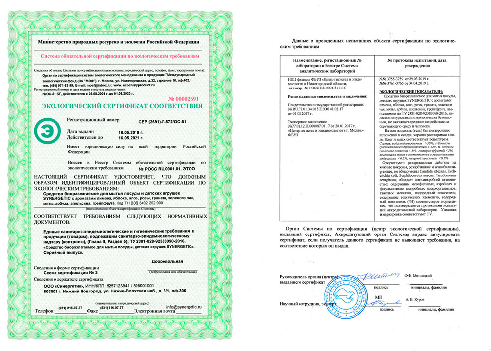 Сертификат Синергетик